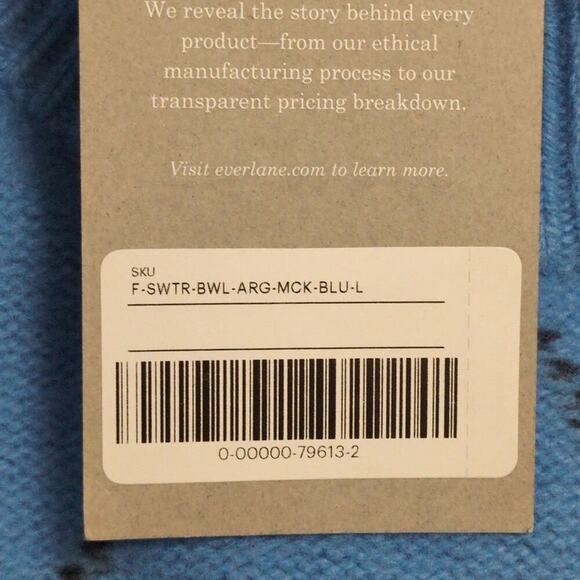 NWT Everlane Blue Navy Argyle Mock Turtleneck Wool Pullover Sweater Size L - Picture 11 of 12